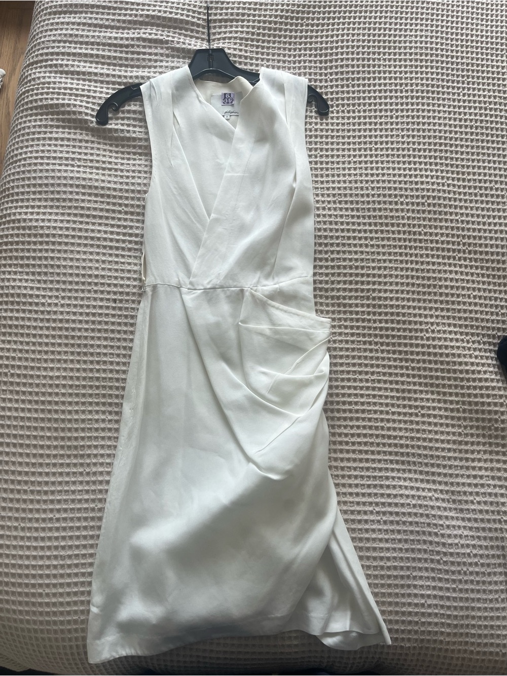 3.1 Phillip Lim White Sleeveless Faux-Wrap Dress
